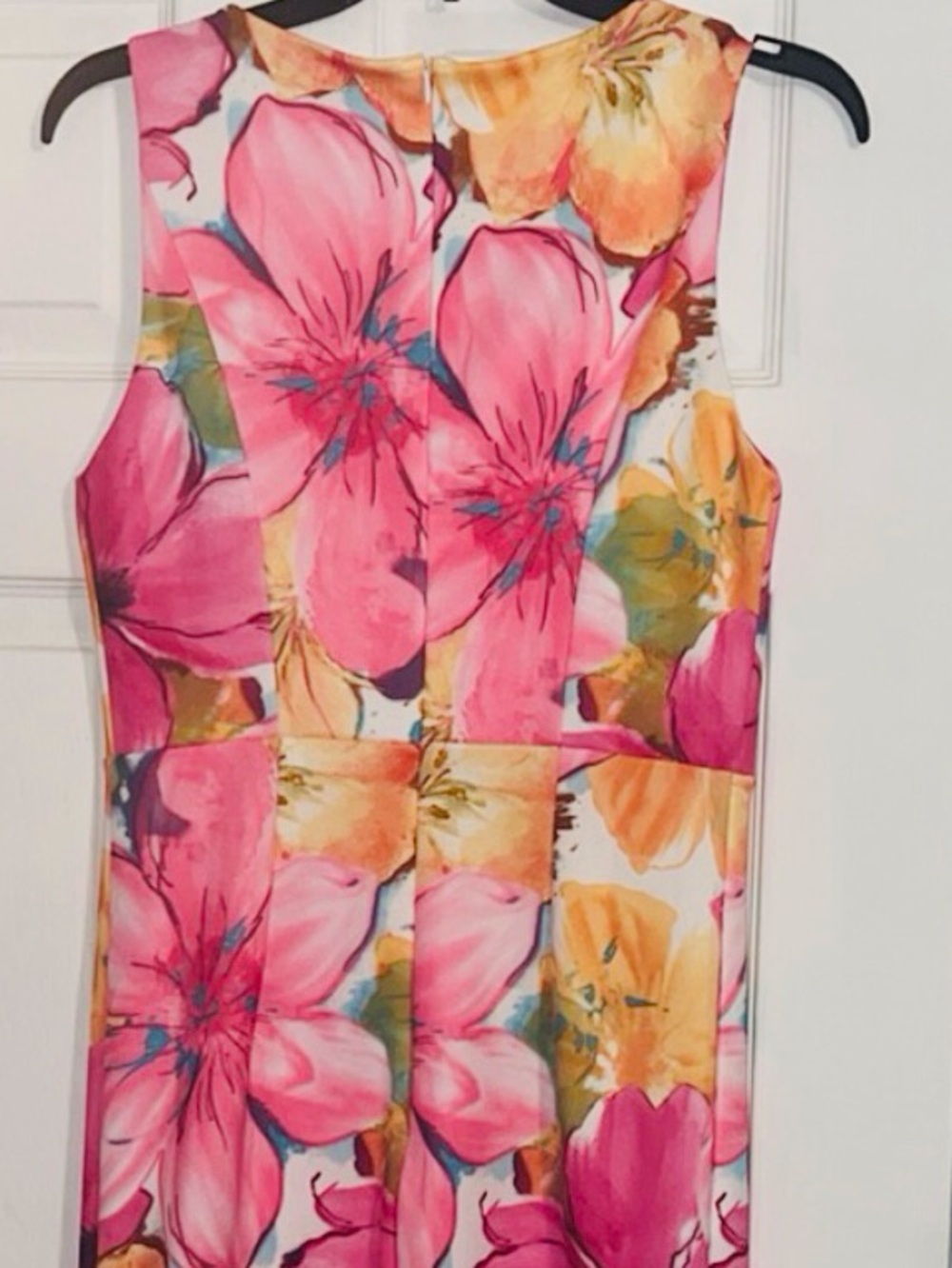 Ovi Fuchsia Pink Yellow Floral Print Sleeveless Sheath Lined Dress NWOT - Picture 5 of 16